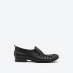 Snake-Print Pleated Loafers
